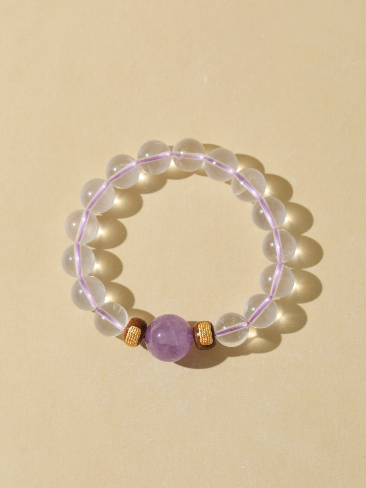 Clear Quartz & Purple Rabbit Hair Bracelet