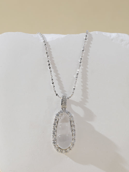 Natural Albite Jade Bean Pod Necklace