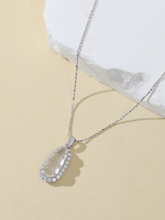 Natural Albite Jade Bean Pod Necklace