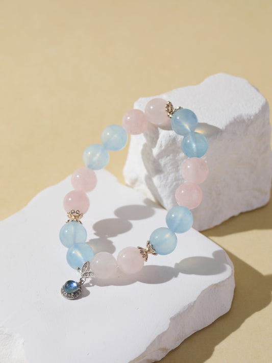 Aquamarine & Rose Quartz Bracelet