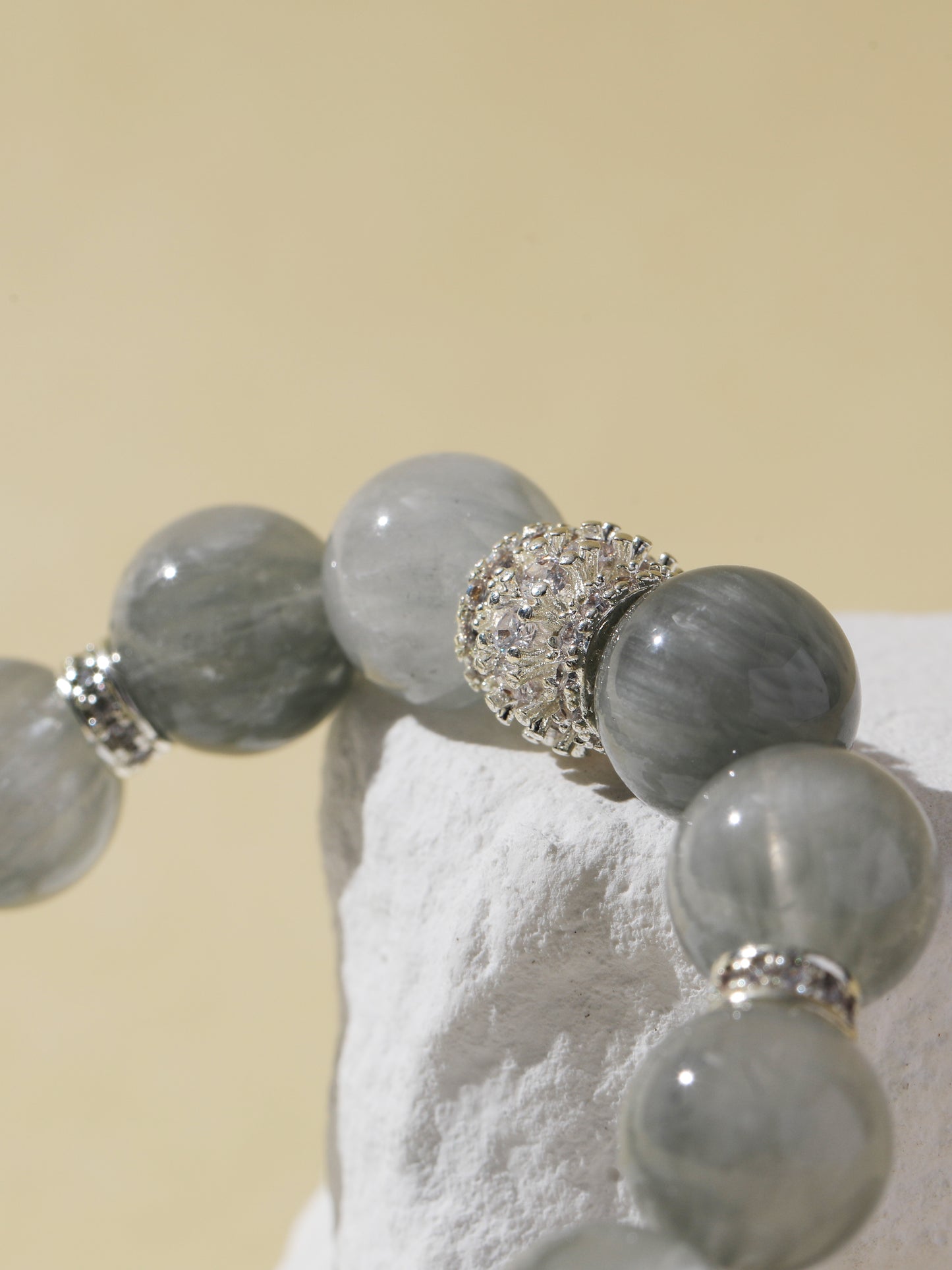 Grey Rabbit Hair Quartz Bracelet