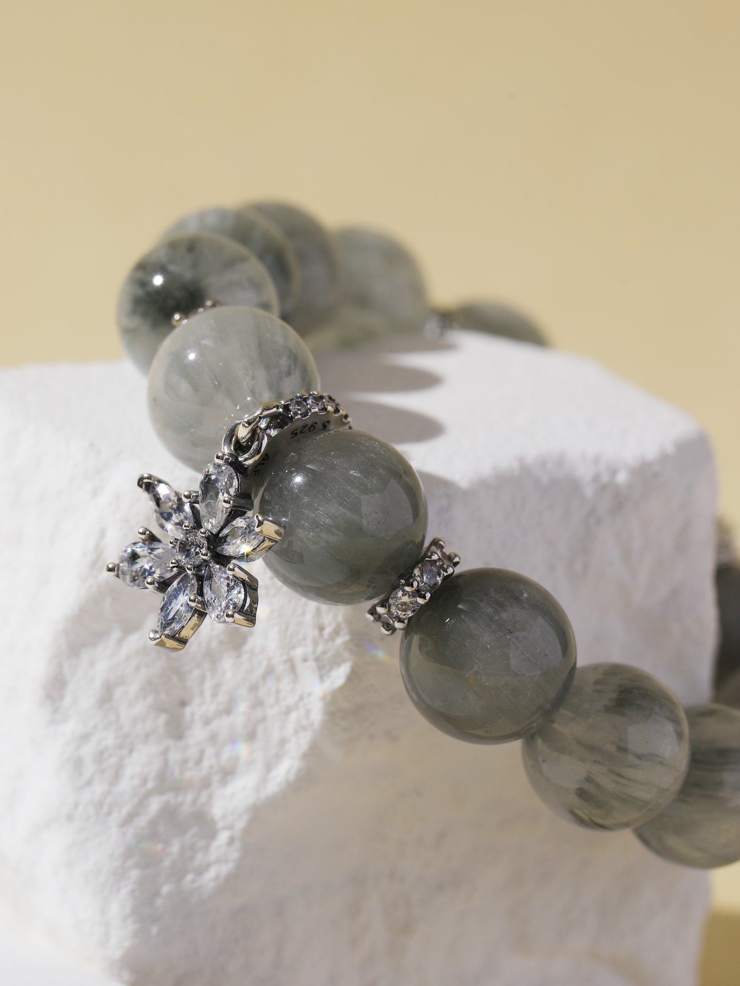 Grey Rabbit Hair Quartz Bracelet