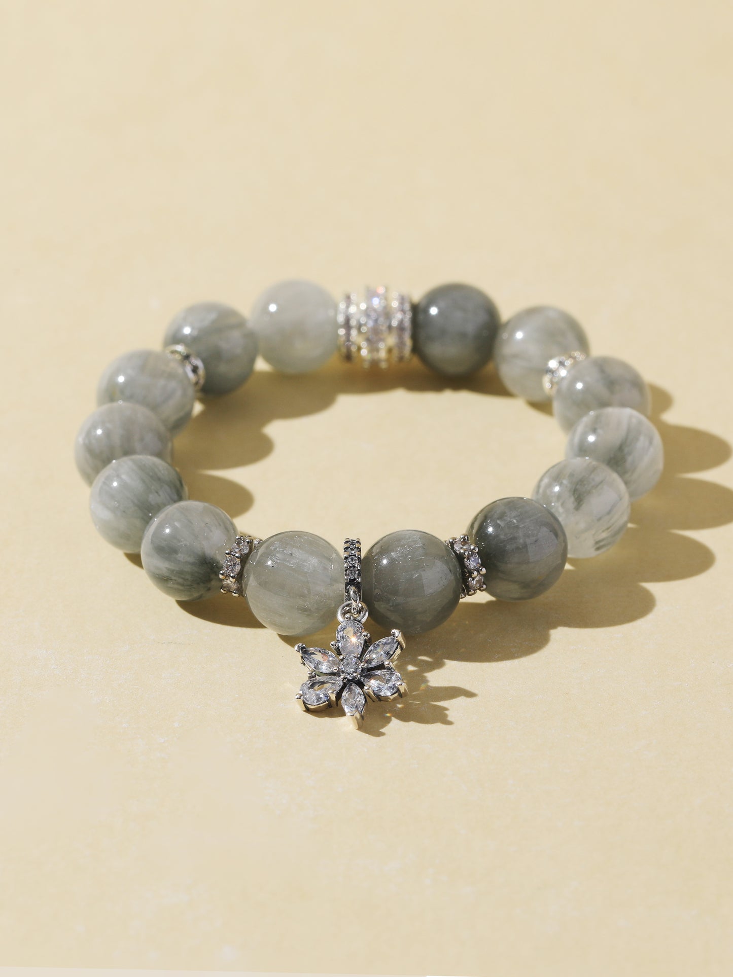 Grey Rabbit Hair Quartz Bracelet