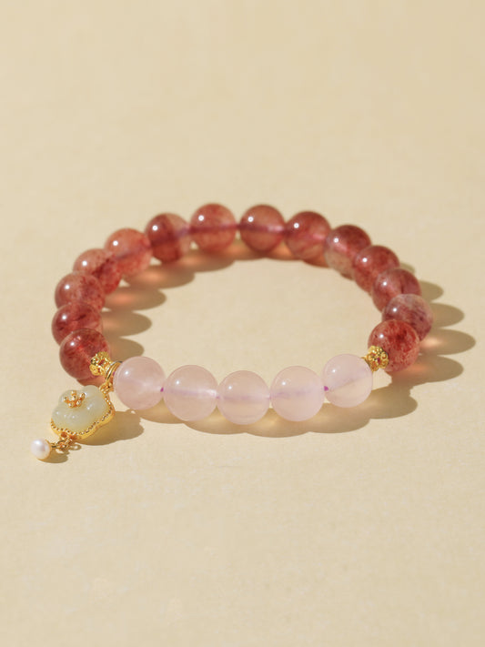 Strawberry Quartz & Rose Quartz Bracelet