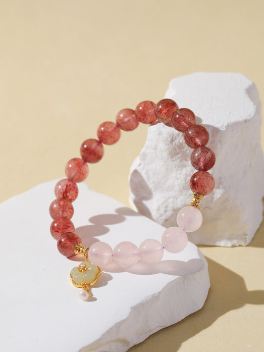 Strawberry Quartz & Rose Quartz Bracelet