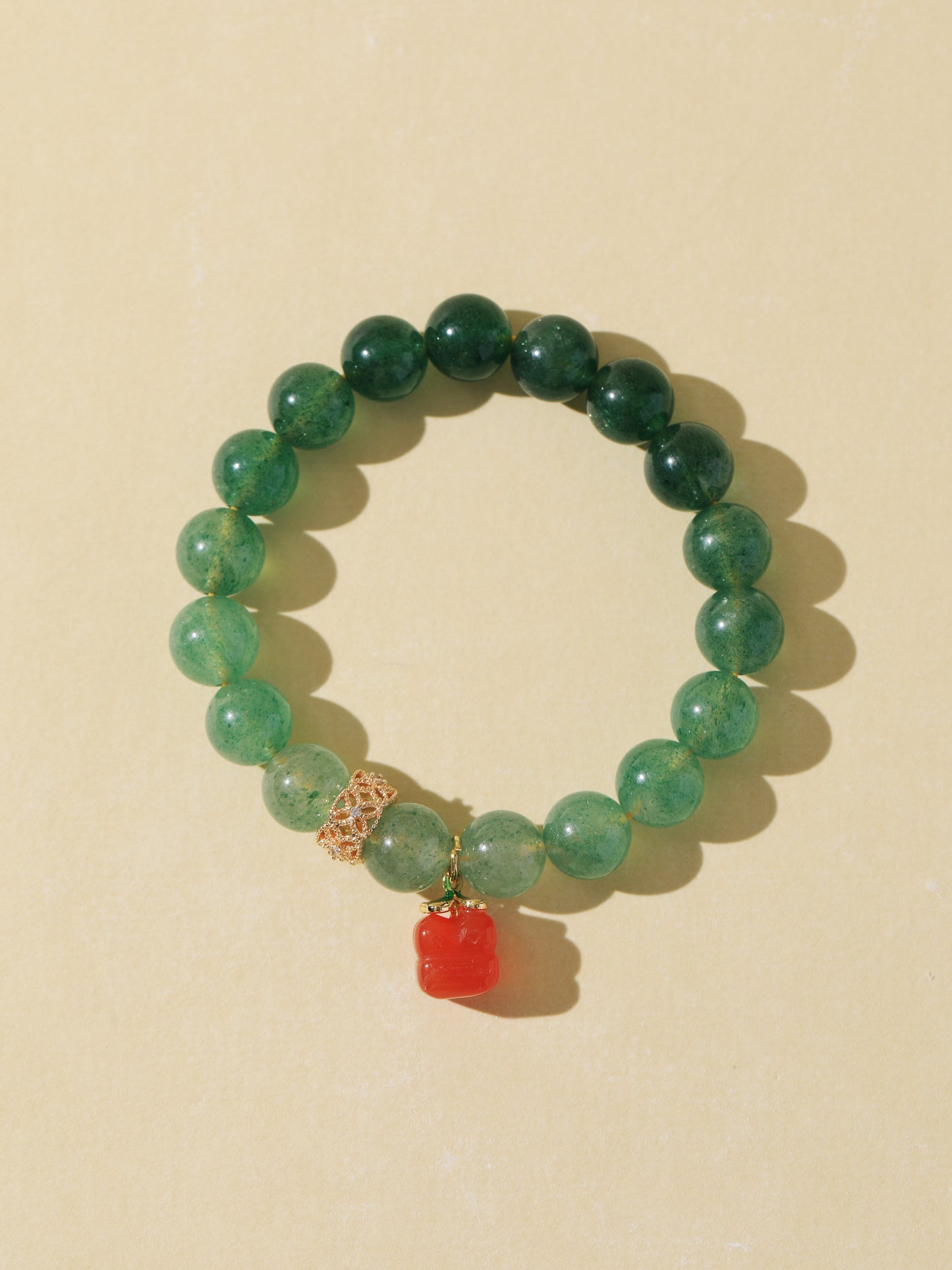 Gradient Green Quartz Bracelet with Persimmon