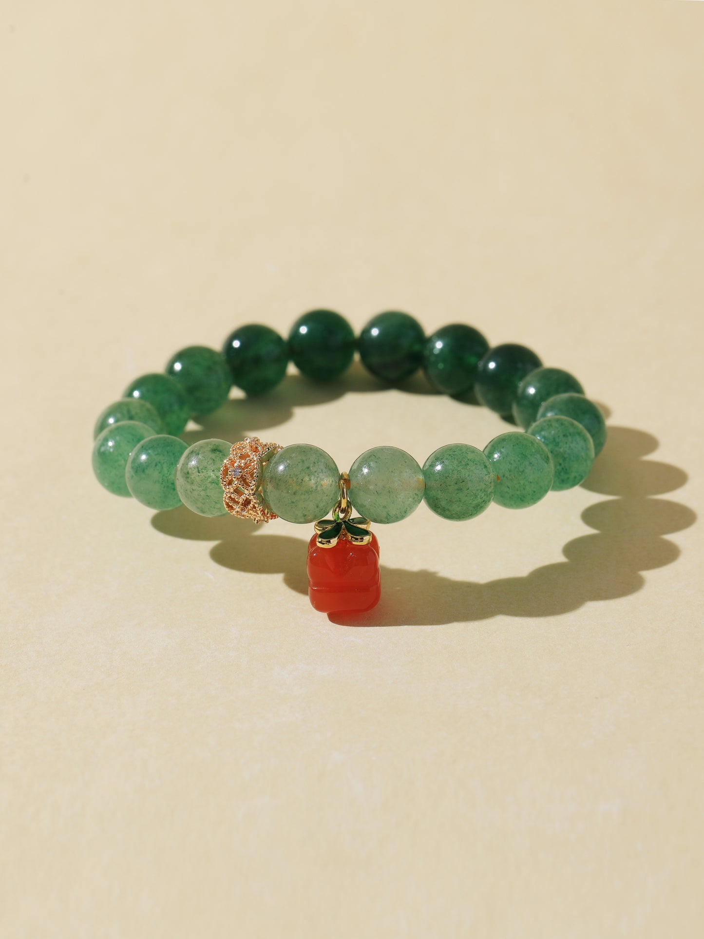 Gradient Green Quartz Bracelet with Persimmon