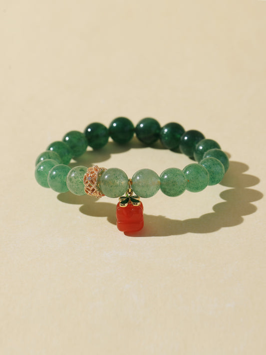 Gradient Green Quartz Bracelet with Persimmon