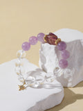 Clear Quartz & Purple Rabbit Hair Quartz Bracelet