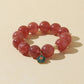 Strawberry Quartz Bracelet with Tourmaline Flower