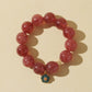 Strawberry Quartz Bracelet with Tourmaline Flower