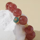 Strawberry Quartz Bracelet with Tourmaline Flower