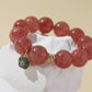 Strawberry Quartz Bracelet with Tourmaline Flower