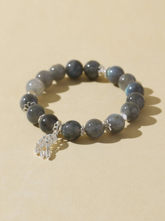 Grey Moonstone Bracelet with Dreamcatcher