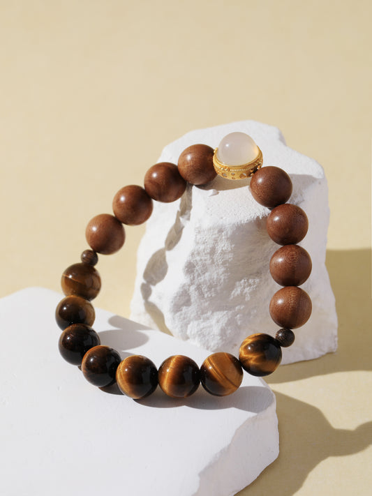 Black Tiger's Eye & Sandalwood Bracelet