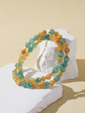 Double-Wrap Blue-Green Quartz & Golden Rutilated Quartz Bracelet