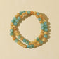 Double-Wrap Blue-Green Quartz & Golden Rutilated Quartz Bracelet