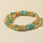 Double-Wrap Blue-Green Quartz & Golden Rutilated Quartz Bracelet