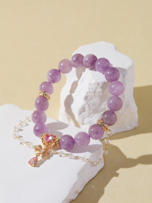Purple Rabbit Hair Quartz Bracelet with Chain