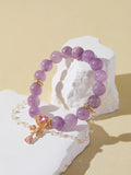 Purple Rabbit Hair Quartz Bracelet with Chain