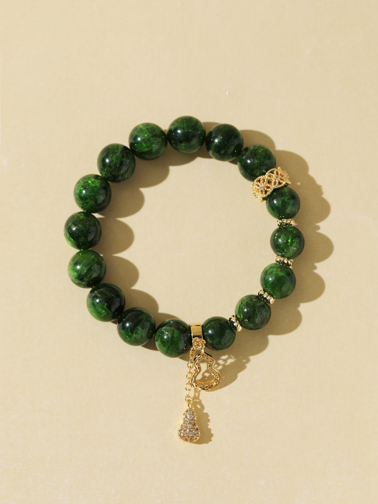 Diopside Bracelet with Gourd Charm
