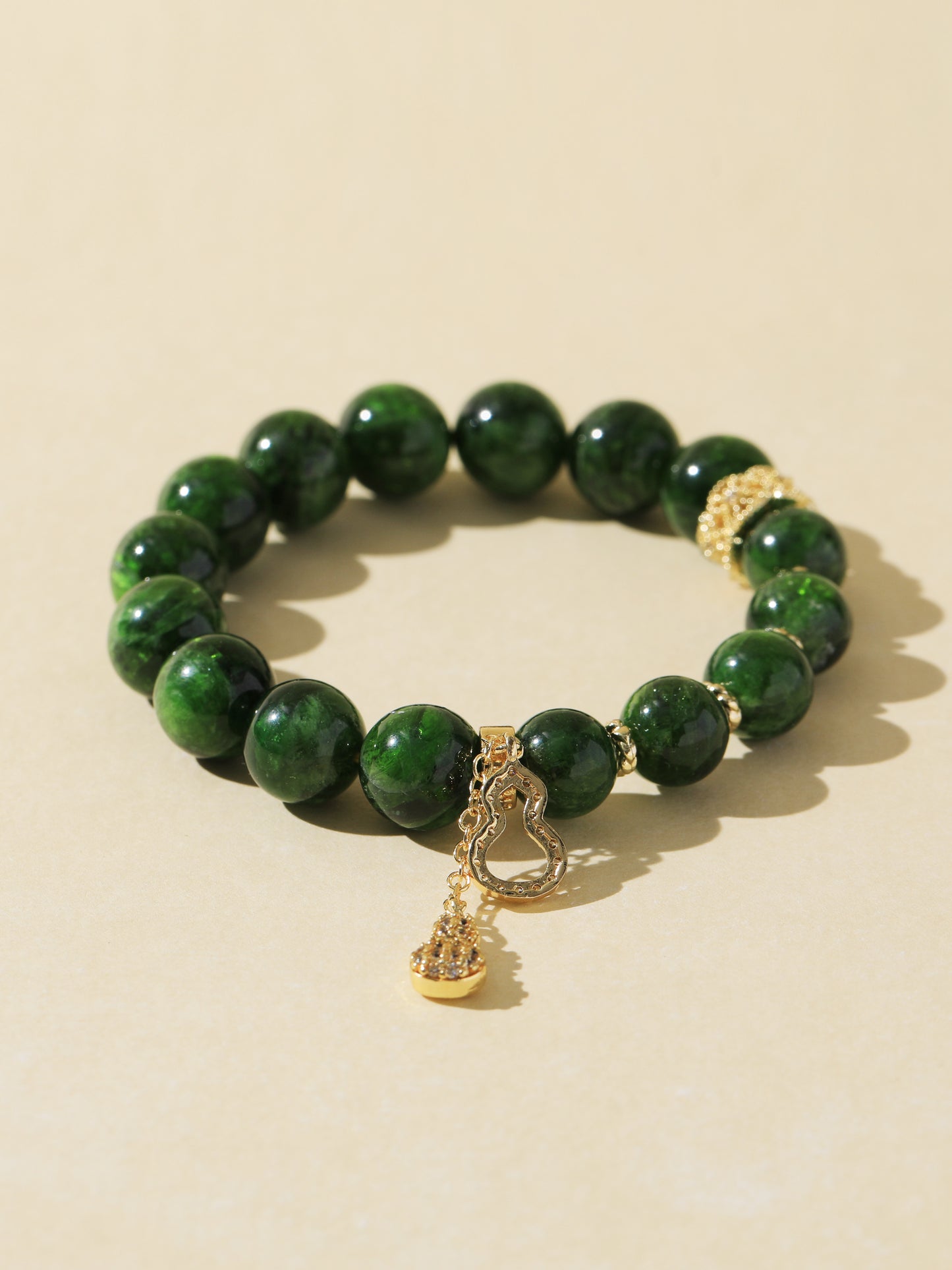 Diopside Bracelet with Gourd Charm