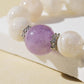 White Snowflake Stone & Purple Rabbit Hair Quartz Bracelet
