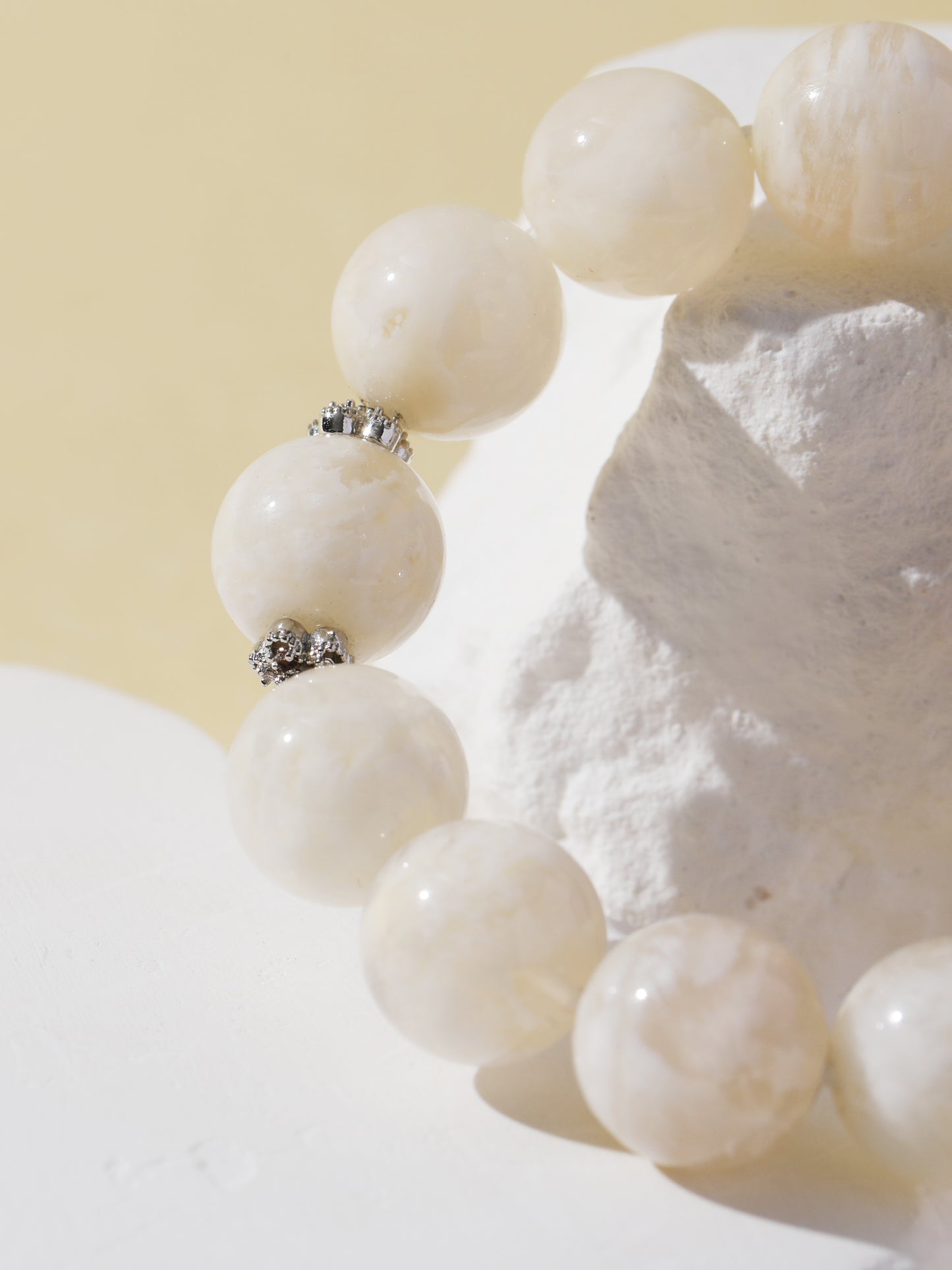 White Snowflake Stone & Purple Rabbit Hair Quartz Bracelet