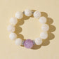 White Snowflake Stone & Purple Rabbit Hair Quartz Bracelet