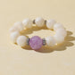 White Snowflake Stone & Purple Rabbit Hair Quartz Bracelet