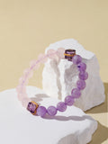 Purple Rabbit Hair Quartz & Rose Quartz Bracelet