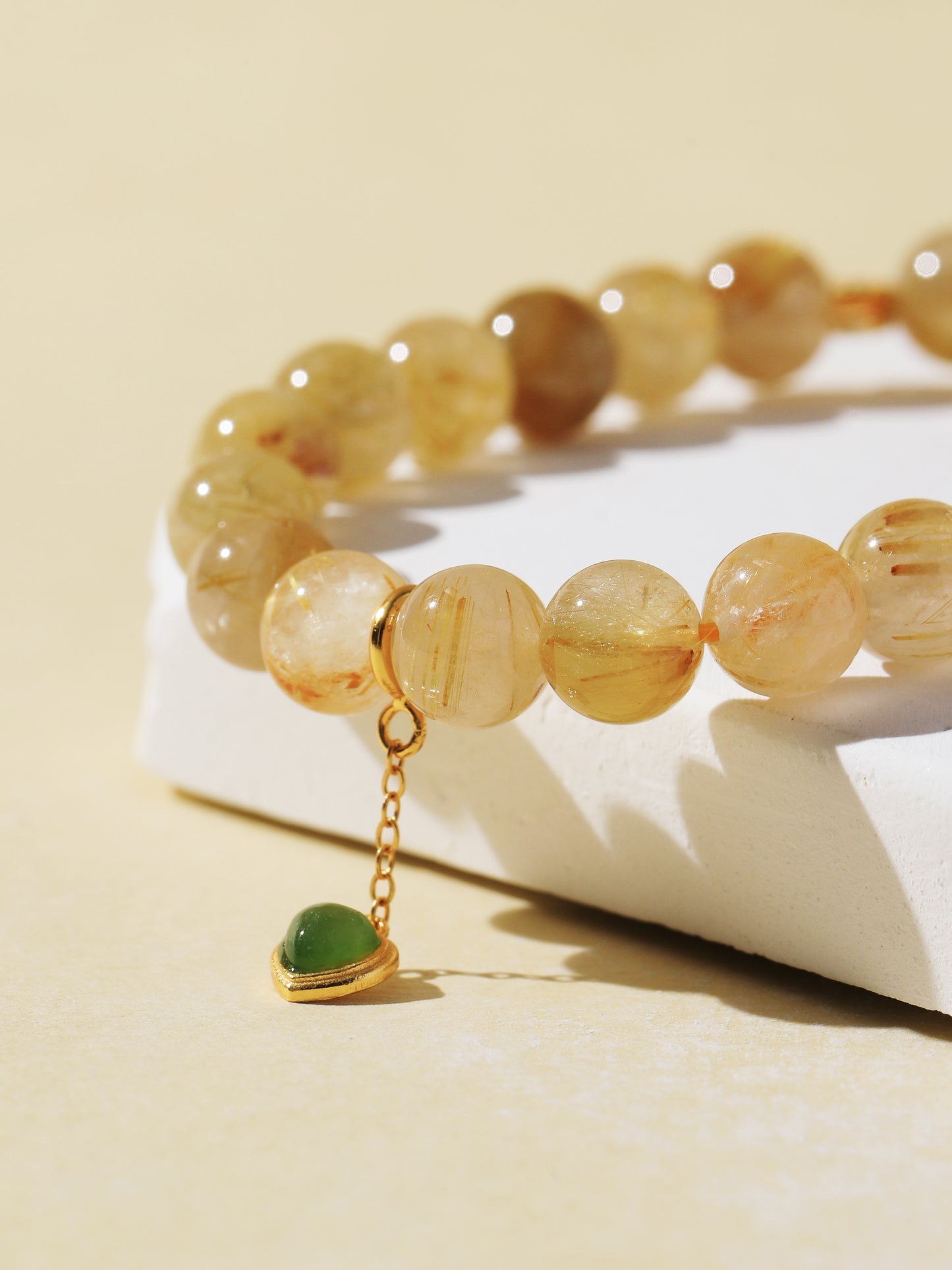 Golden Rutilated Quartz Bracelet with Butterfly