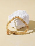 Golden Rutilated Quartz & Agarwood Bead Bracelet