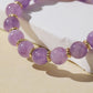 Purple Rabbit Hair Quartz Bracelet with Pink Agate Heart