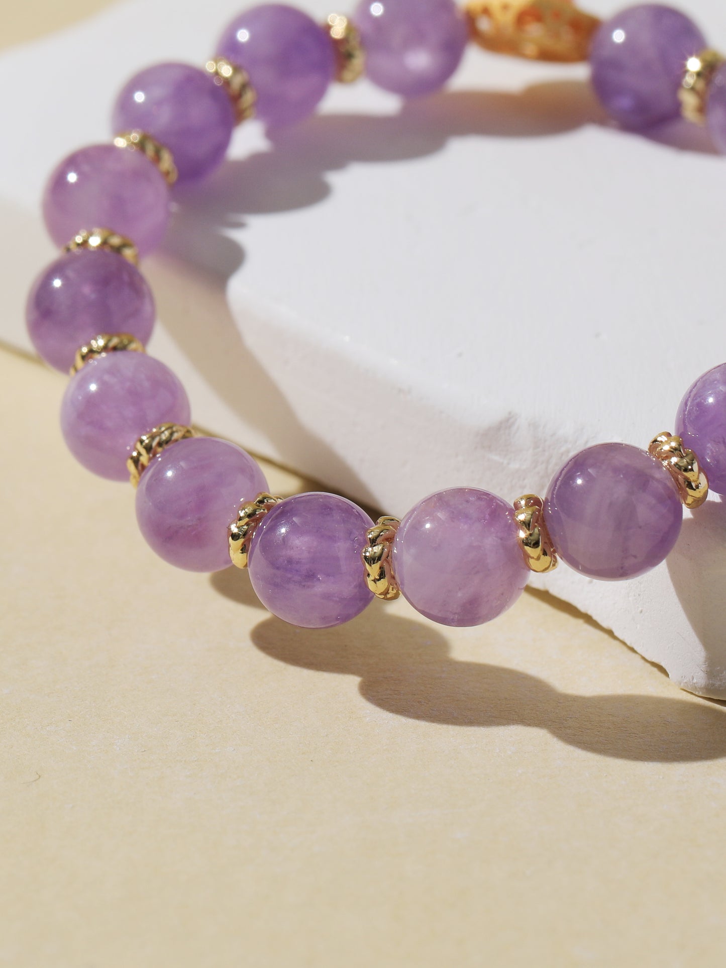 Purple Rabbit Hair Quartz Bracelet with Pink Agate Heart