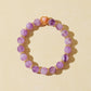 Purple Rabbit Hair Quartz Bracelet with Pink Agate Heart