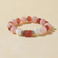 Rose Quartz, Strawberry Quartz & White Snowflake Stone Bracelet