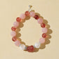 Rose Quartz, Strawberry Quartz & White Snowflake Stone Bracelet