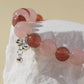 Rose Quartz, Strawberry Quartz & White Snowflake Stone Bracelet
