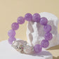 Purple Rabbit Hair Quartz & White Snowflake Stone Bracelet