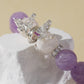 Purple Rabbit Hair Quartz & White Snowflake Stone Bracelet