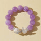 Purple Rabbit Hair Quartz & White Snowflake Stone Bracelet