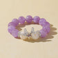 Purple Rabbit Hair Quartz & White Snowflake Stone Bracelet