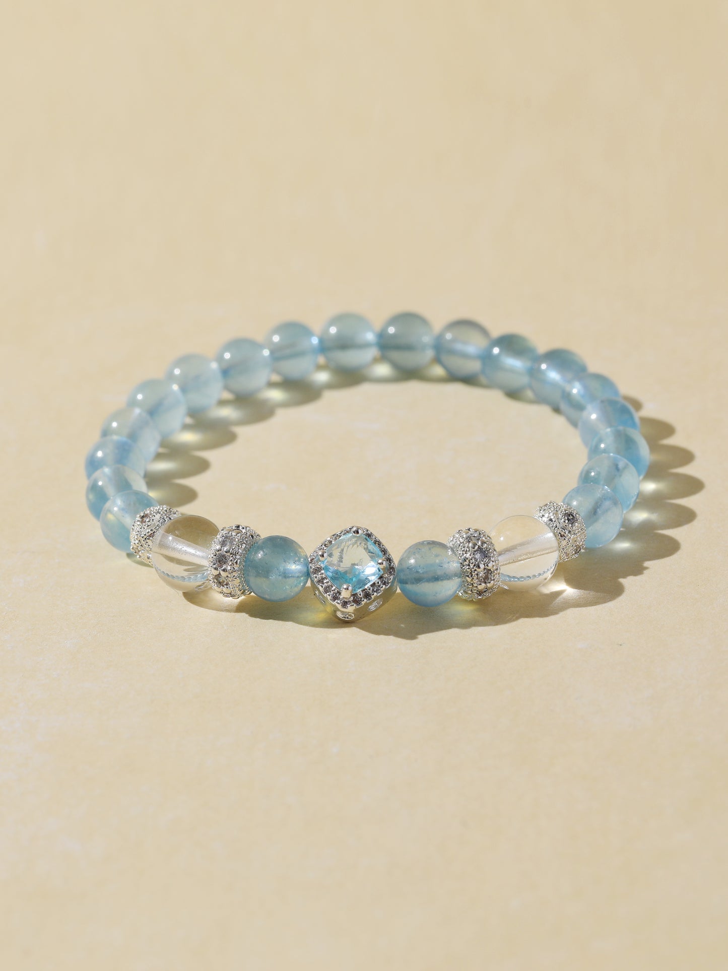 Glacier Blue Aquamarine & Clear Quartz Bracelet