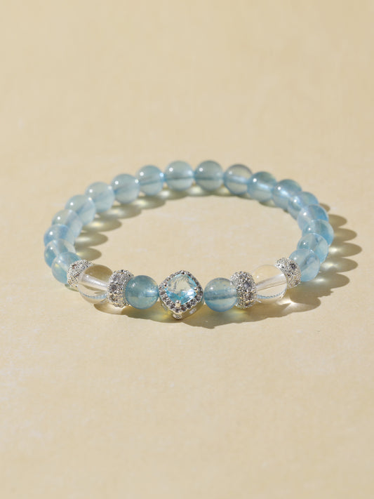 Glacier Blue Aquamarine & Clear Quartz Bracelet