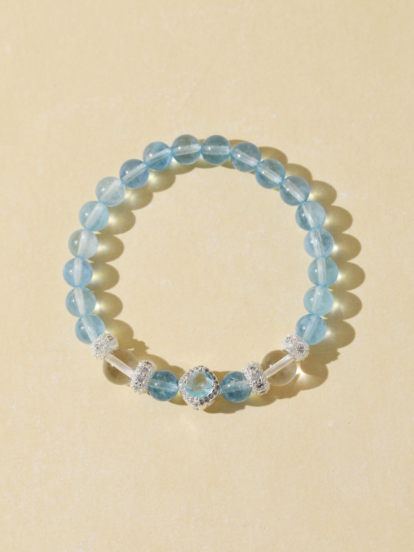 Glacier Blue Aquamarine & Clear Quartz Bracelet
