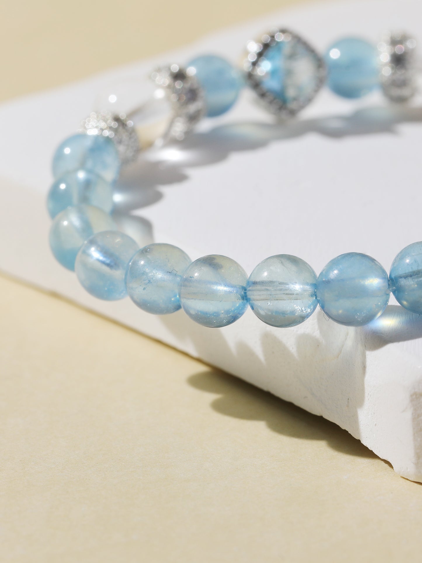 Glacier Blue Aquamarine & Clear Quartz Bracelet