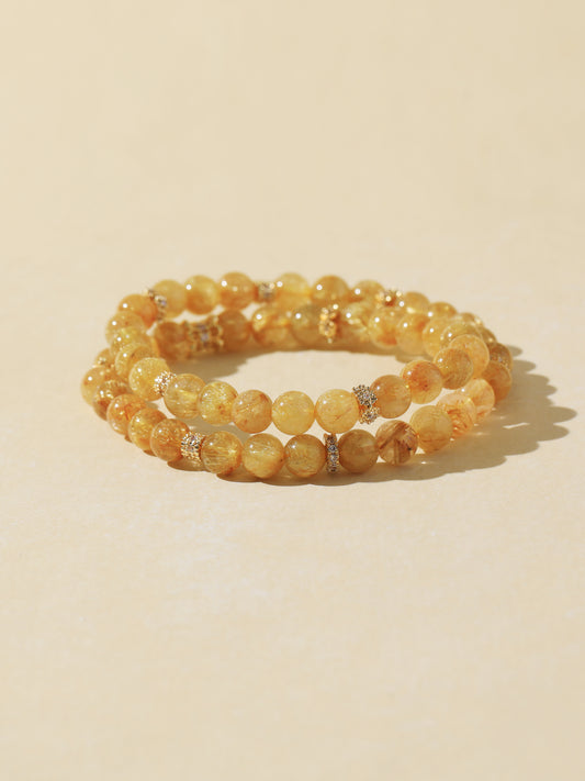 Double-Wrap Gold Rutilated Quartz Bracelet