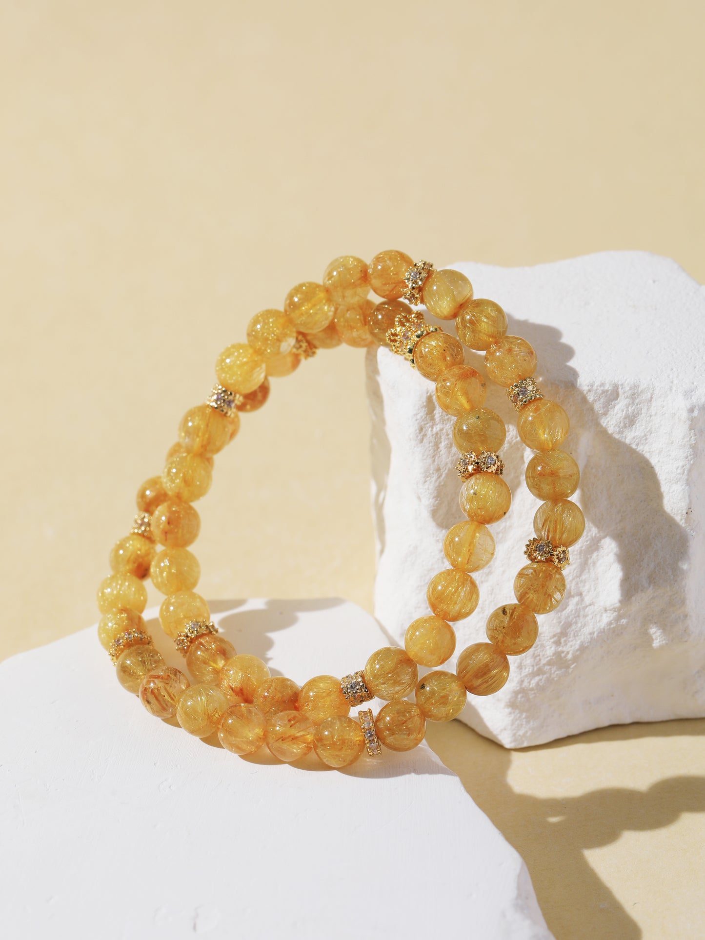 Double-Wrap Gold Rutilated Quartz Bracelet