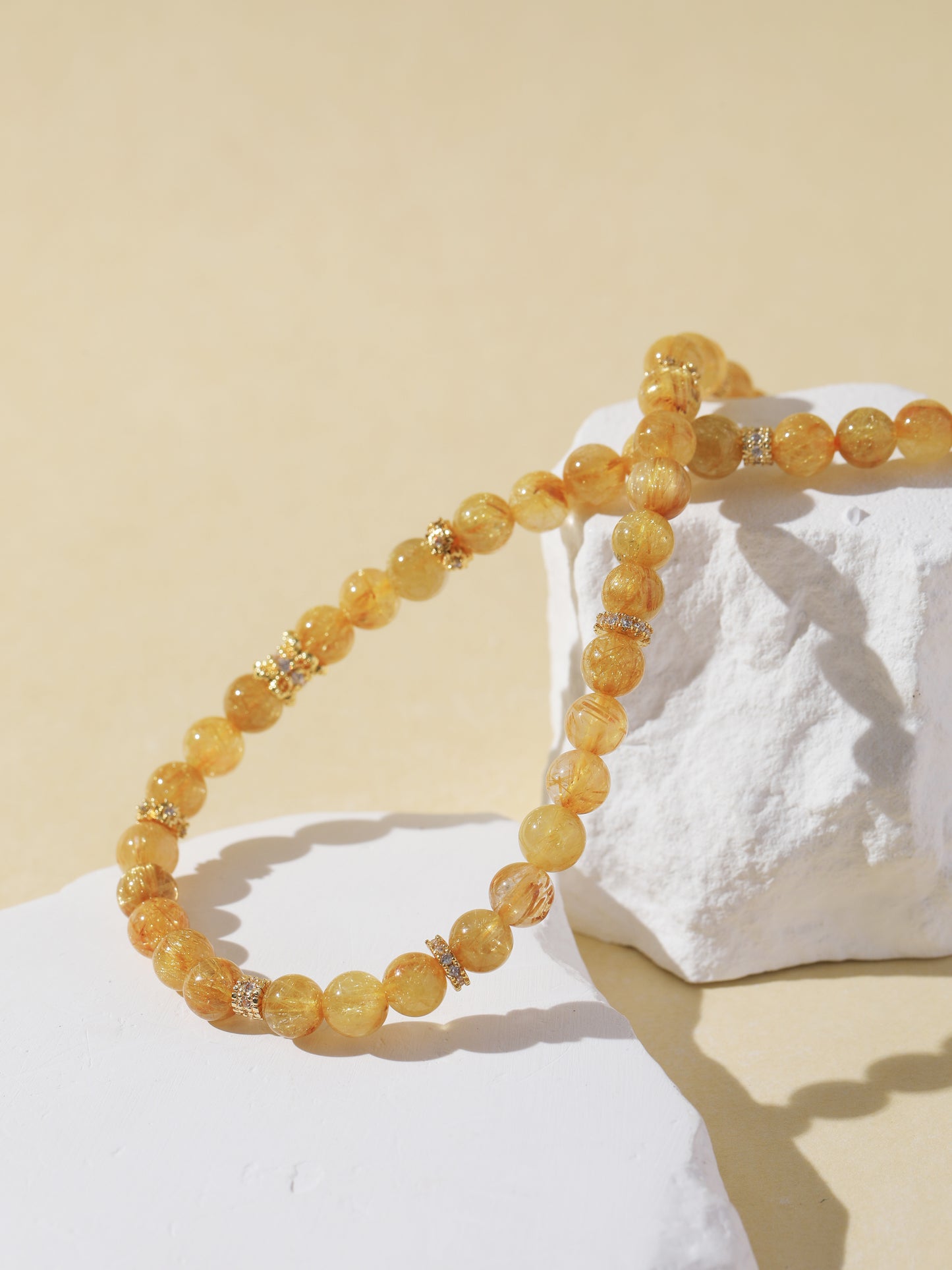 Double-Wrap Gold Rutilated Quartz Bracelet